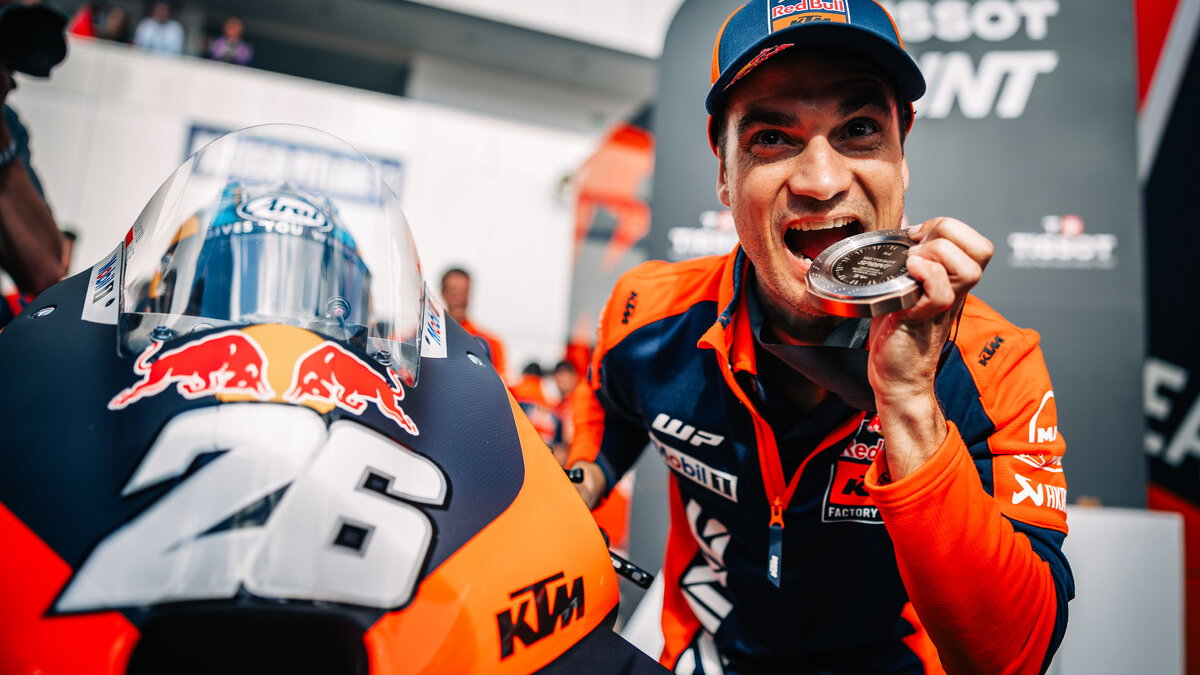 Dani Pedrosa, KTM podium celebration. Rob Gray (Polarity Photo)